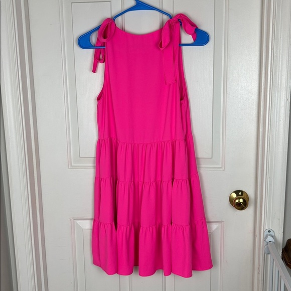 Amanda Uprichard Hot Pink Tie Sleeves Tiered Dress - XS - Picture 7 of 8